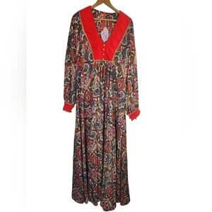 Deadstock 70s Jay Morley Fern Violette Paisley Maxi Dress Sz 14 NWT